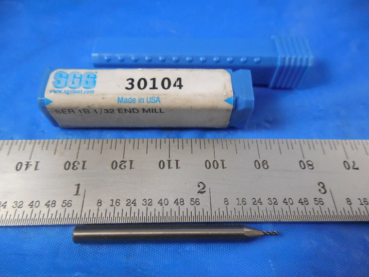 SGS 1/32" Diam, 5/64" Length of Cut, 4 Flute Solid Carbide Ball End Mill Tool