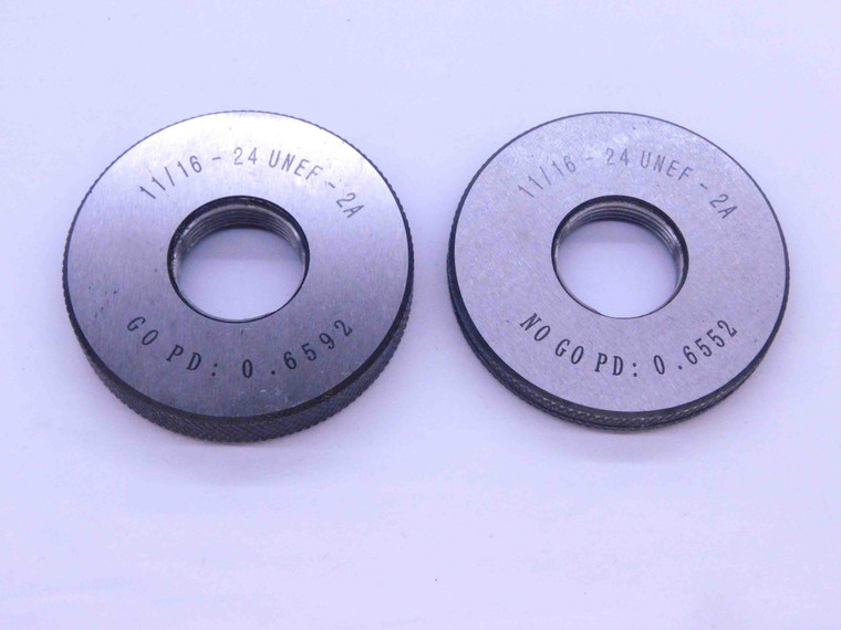 NEW 11/16 24 UNEF 2A SOLID THREAD RING GAGES .6875 GO NO GO PD'S = .6592 & .6552 - DW33403MJ