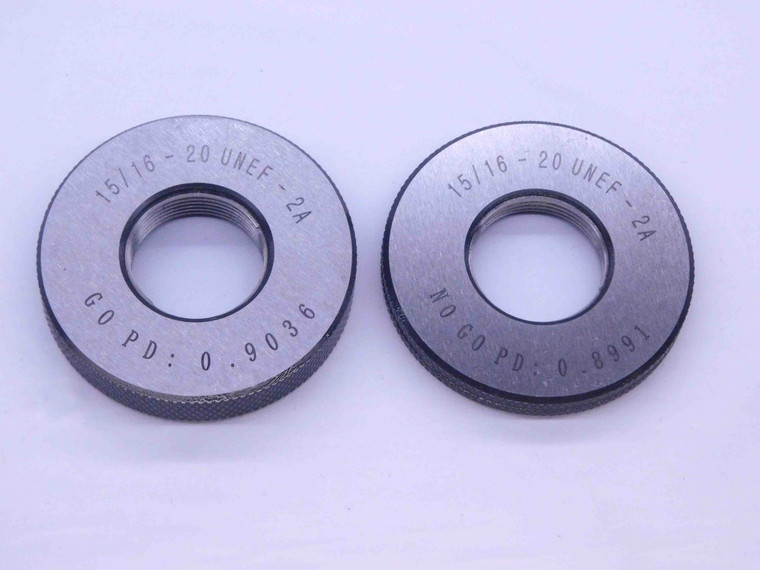 NEW 15/16 20 UNEF 2A SOLID THREAD RING GAGES .9375 GO NO GO PD'S = .9036 & .8991 - DW38404MJ