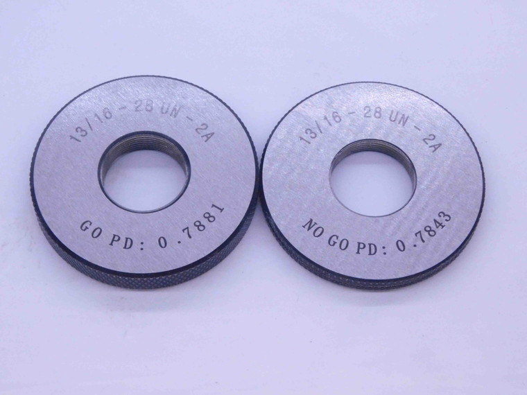 NEW 13/16 28 UN 2A SOLID THREAD RING GAGES .8125 GO NO GO P.D.'S = .7881 & .7843 - DW38408MJ