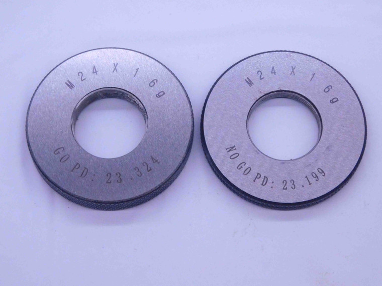 NEW M24 X 1 6g SOLID THREAD RING GAGES 24 1.0 GO NO GO P.D.'S = 23.324 & 23.199 - DW38411MJ