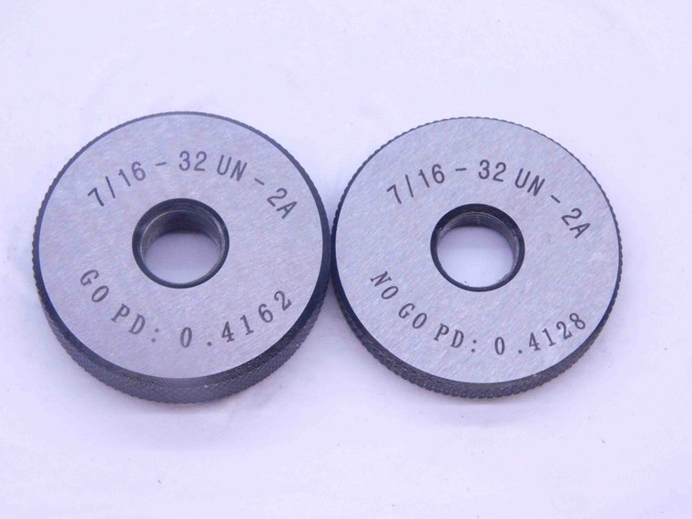 NEW 7/16 32 UN 2A SOLID THREAD RING GAGES .4375 GO NO GO P.D.'S = .4162 & .4128 - DW33420MJ