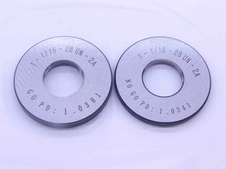 NEW 1 1/16 28 UN 2A SOLID THREAD RING GAGES 1.0625 GO NO GO PDS= 1.0381 & 1.0341 - DW33435MJ