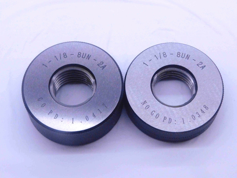 NEW 1 1/8 8 UN 2A SOLID THREAD RING GAGES 1.125 GO NO GO PD'S = 1.0417 & 1.0348 - DW33446MJ