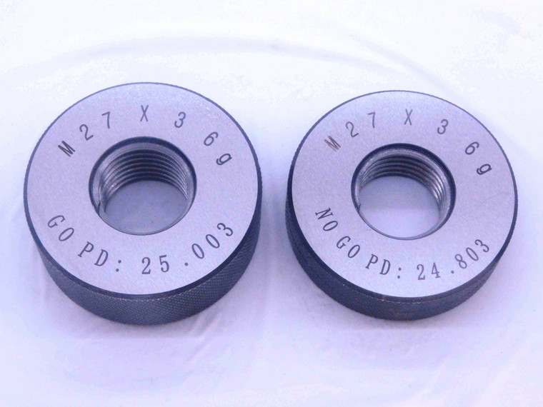 NEW M27 X 3 6g SOLID THREAD RING GAGES 27 3.0 GO NO GO P.D.'S = 25.003 & 24.803 - DW33457MJ