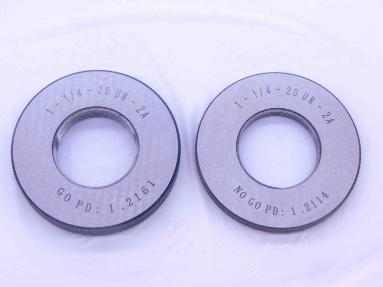 NEW 1 1/4 20 UN 2A SOLID THREAD RING GAGES 1.25 GO NO GO PD'S = 1.2161 & 1.2114 - DW33460MJ