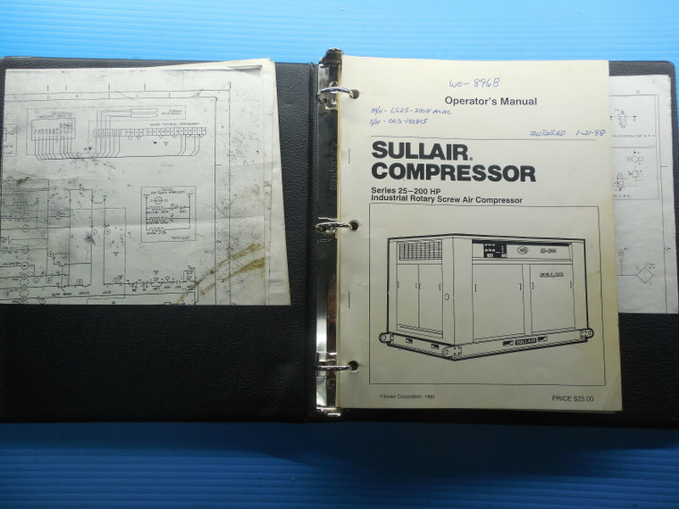SULLAIR INDUSTRIAL ROTARY SCREW AIR COMPRESSOR OPERATOR'S ...