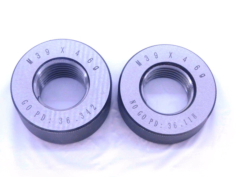 NEW M39 X 4 6g SOLID THREAD RING GAGES 39 4.0 GO NO GO P.D.'S = 36.342 & 36.118 - DW33477MJ