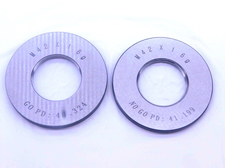 NEW M42 X 1 6g SOLID THREAD RING GAGES 42 1.0 GO NO GO P.D.'S = 41.324 & 41.199 - DW33478MJ