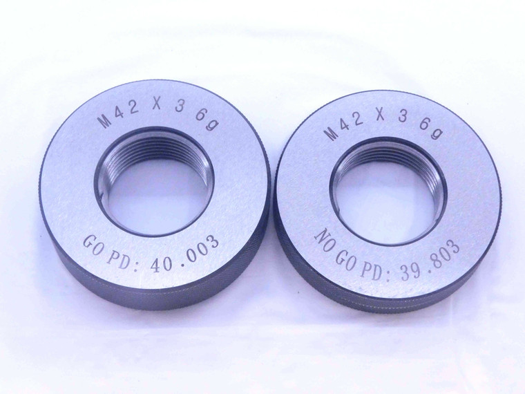 NEW M42 X 3 6g SOLID THREAD RING GAGES 42 3.0 GO NO GO P.D.'S = 40.003 & 39.803 - DW33480MJ