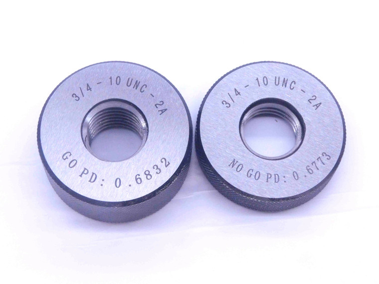NEW 3/4 10 UNC 2A SOLID THREAD RING GAGES .75 GO NO GO P.D.'S = .6832 & .6773 - DW33481MJ