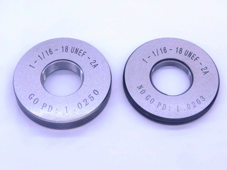 NEW 1 1/16 18 UNEF 2A SOLID THREAD RING GAGES 1.0625 GO NO GO = 1.0250 & 1.0203 - DW33484MJ