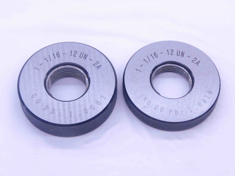 NEW 1 1/16 12 UN 2A SOLID THREAD RING GAGES 1.0625 GO NO GO PDS= 1.0067 & 1.0010 - DW33495MJ