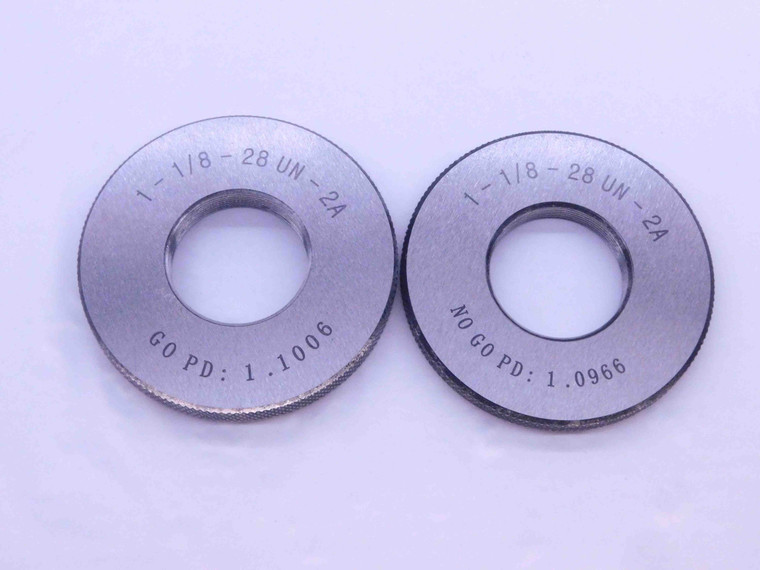 NEW 1 1/8 28 UN 2A SOLID THREAD RING GAGES 1.125 GO NO GO PD'S = 1.1006 & 1.0966 - DW33567MJ
