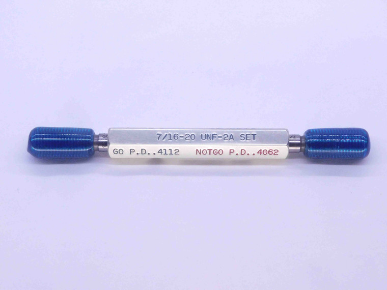 7/16 20 UNF 2A SPECIAL SET THREAD PLUG GAGE .4375 GO NO GO PD'S = .4112 & .4062 - DW33595CT4