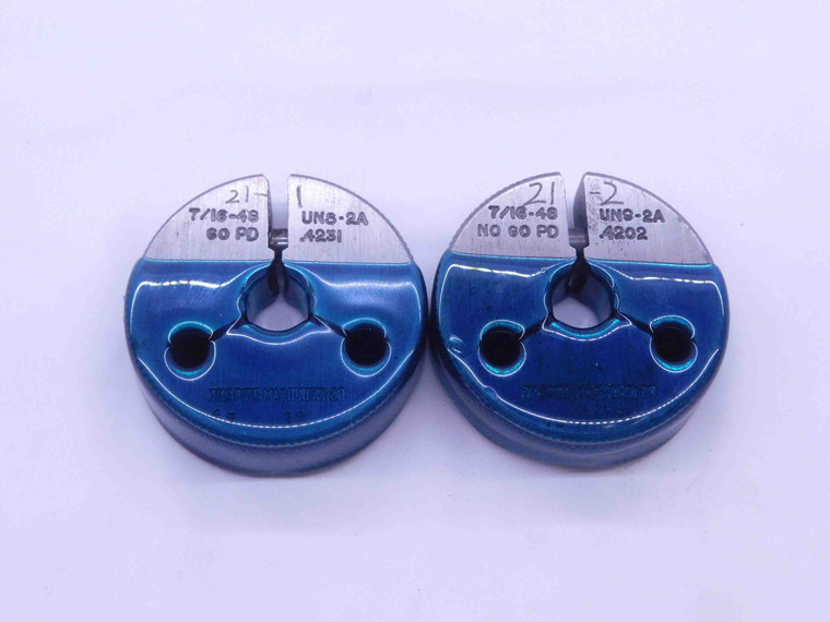 7/16 48 UNS 2A THREAD RING GAGES .4375 GO NO GO P.D.'S = .4231 & .4202 CHECK - DW33607OB5