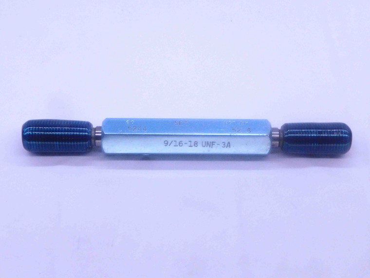 9/16 18 UNF 3A BEFORE PLATE SET THREAD PLUG GAGE .5625 GO NO GO = .5244 & .5218 - DW33641CT4