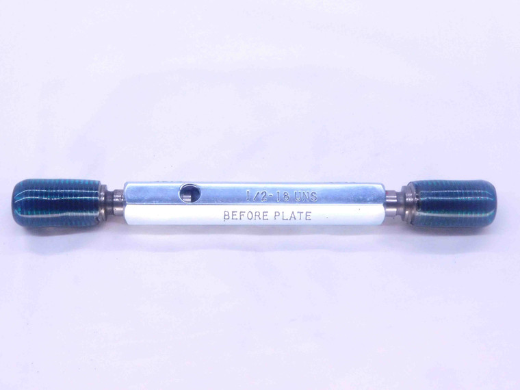 1/2 18 UNS BEFORE PLATE SET THREAD PLUG GAGE .5 GO NO GO P.D.'S = .4614 & .4574 - DW33692CT4