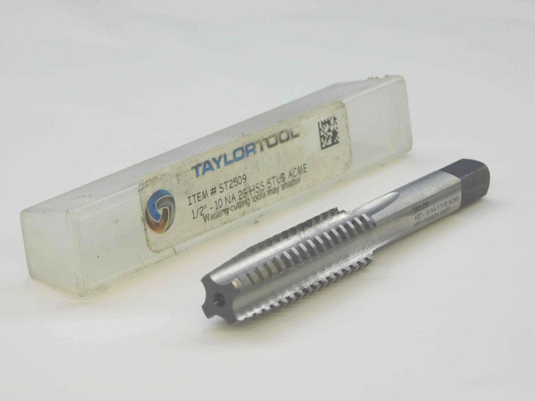 NEW TAYLOR 1/2 10 NA HSS STUB ACME PLUG TAP 4 STRAIGHT FLUTE .5 THREADING CNC - JC5333BC4