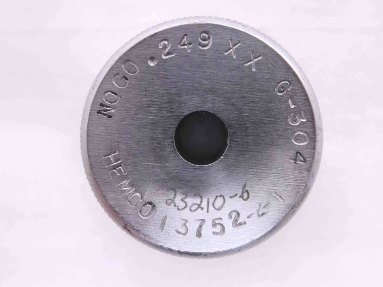 .2490 CL XX MASTER PLAIN BORE RING GAGE .2500 -.0010 UNDERSIZE 1/4 6.325 mm .249 - MW3650AH5