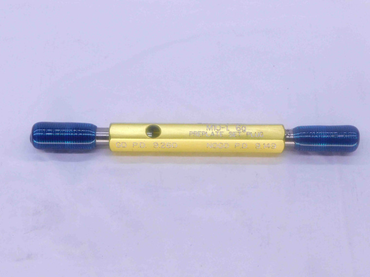 M10 X 1 6g PREPLATE SET THREAD PLUG GAGE 10 1.0 GO NO GO P.D.'S = 9.260 & 9.149 - DW33888CT4