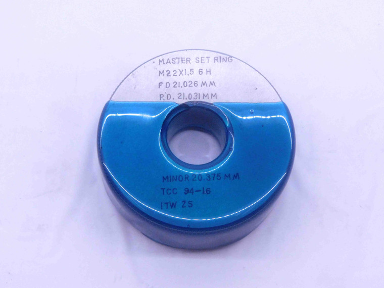M22 X 1.5 6H MASTER SETTING THREAD RING GAGE 22 GO ONLY P.D. = 21.031 SET 21.026 - DW33918LVR