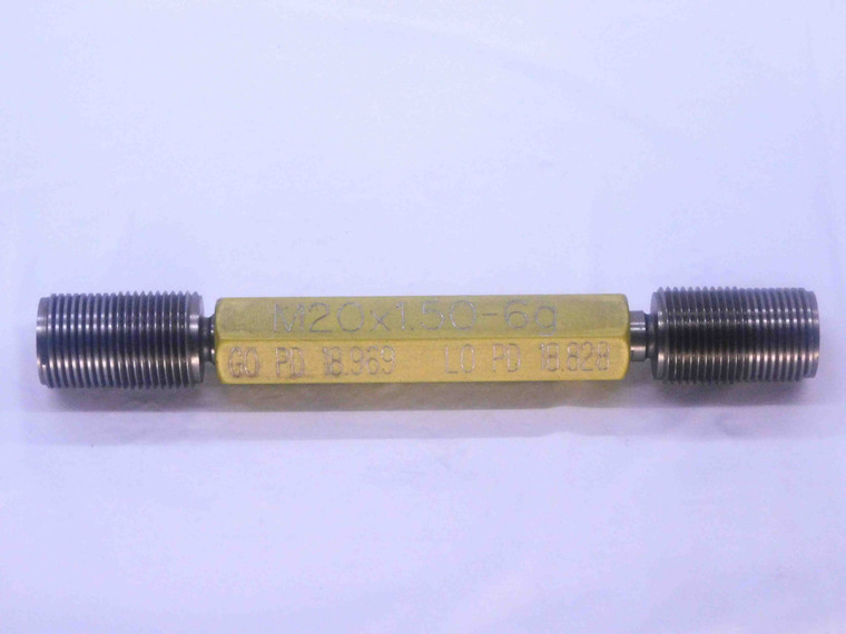 M20 X 1.5 6g PREPLATE SET THREAD PLUG GAGE 20 GO NO GO P.D.'S = 18.969 & 18.828 - DW33974CT4