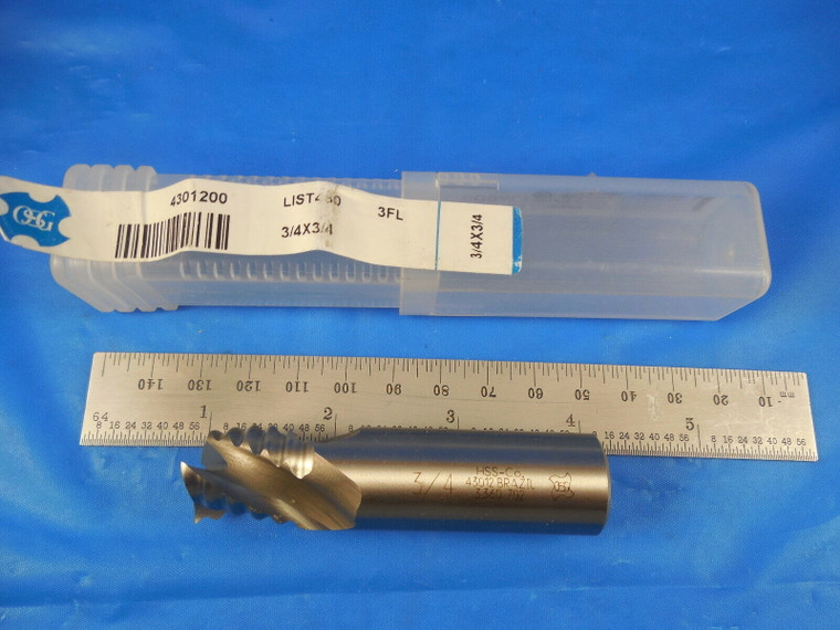 OSG 4301200 3/4 DIA 3/4 LOC 3" OAL 3 FLUTE HSS COBALT END MILL TOOLMAKER.