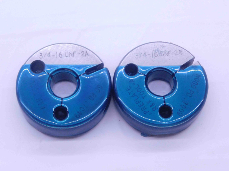3/4 16 UNF 2A PREPLATE THREAD RING GAGES .75 GO NO GO P.D.'S = .7049 & .7009 - DW34094CT4