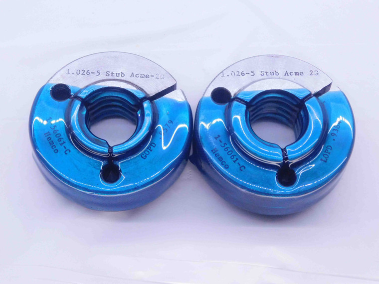 1.026 5 STUB ACME 2G THREAD RING GAGES 1.0260 GO NO GO P.D.'S = .9579 & .9384 - DW34153CT4