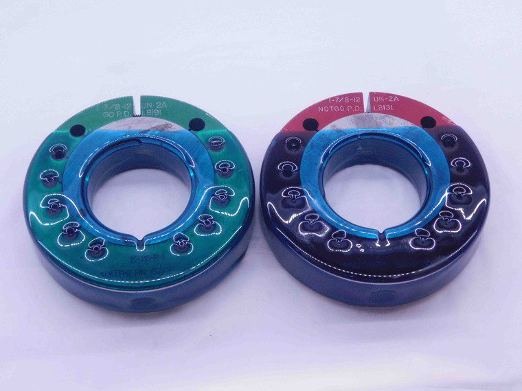 1 7/8 12 UN 2A THREAD RING GAGES 1.875 1.8750 GO NO GO P.D.'S = 1.8191 & 1.8131 - DW34172AM4