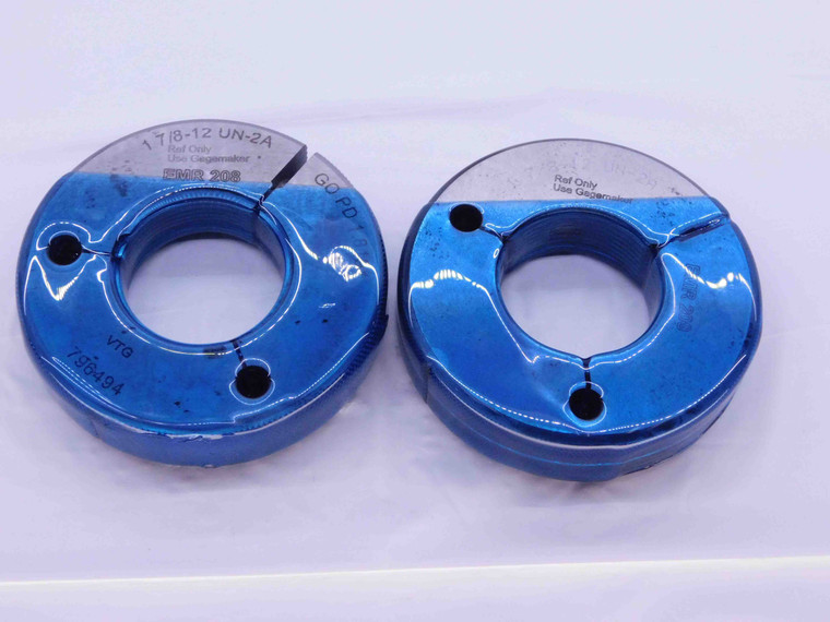 1 7/8 12 UN 2A THREAD RING GAGES 1.875 GO NO GO P.D.'S = 1.8191 & 1.8131 - DW34172AM4