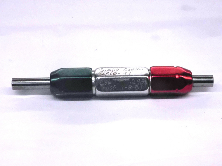 .2960 & .2980 PIN PLUG GAGE GO NO GO .2969 -.0009 19/64 7.569 mm .296 .298 - MW4175LVR