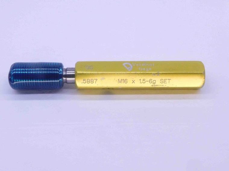 M16 X 1.5 6g SPECIAL VERMONT SET THREAD PLUG GAGE 16 GO ONLY P.D. = .5887 CHECK - DW34254CT4