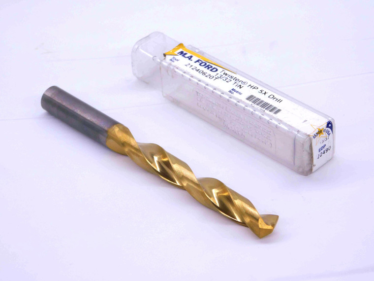 M.A. FORD 13/32 O.D. TiN CARBIDE TWIST DRILL BIT 21240620T 0.402 SHANK .4062 - MW4210LVR