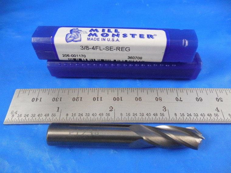 MILL MONSTER 3/8 DIA 1" LOC 2 1/2 OAL 4 FLUTE SOLID CARBIDE END MILL MACHINIST