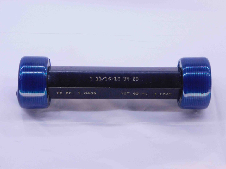 1 11/16 16 UN 2B THREAD PLUG GAGE 1.6875 GO NO GO P.D.'S = 1.6469 & 1.6538 CHECK - DW34461AG5