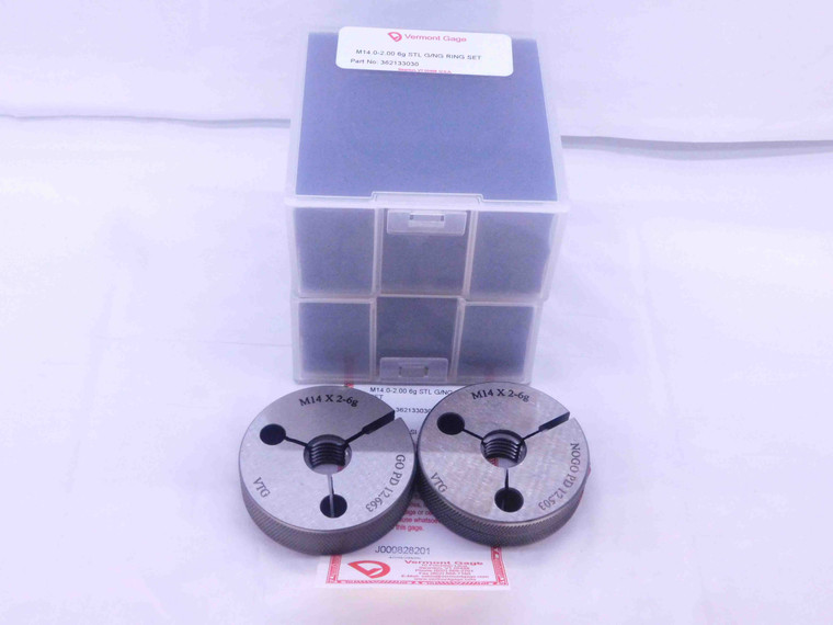 NEW M14 X 2 6g VERMONT THREAD RING GAGES 14 2.0 GO NO GO PD'S = 12.663 & 12.503 - DW34510VTG