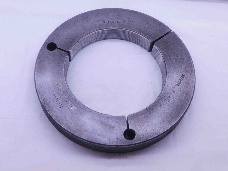 5 1/4 12 UN 2A THREAD RING GAGE 5.25 5.250 5.2500 NO GO ONLY P.D. = 5.1872 CHECK - DW34535LVR