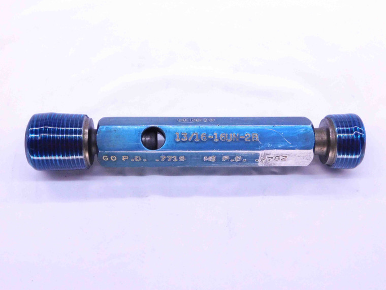 13/16 16 UN 2B THREAD PLUG GAGE .8125 GO NO GO P.D.'S = .7719 & .7782 CHECK - DW34601AA5