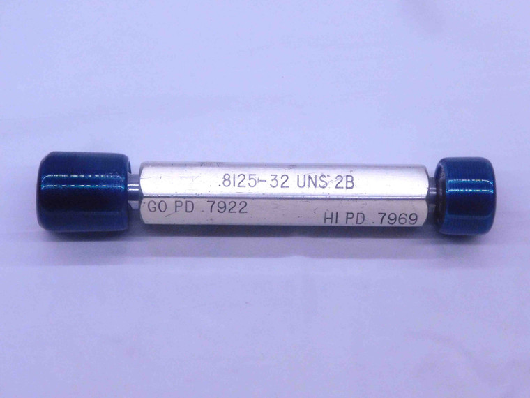 13/16 32 UNS 2B THREAD PLUG GAGE .8125 GO NO GO P.D.'S = .7922 & .7969 CHECK - DW34656BD5