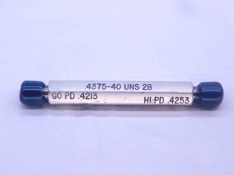 7/16 40 UNS 2B THREAD PLUG GAGE .4375 GO NO GO P.D.'S = .4213 & .4253 CHECK - DW34660BD5