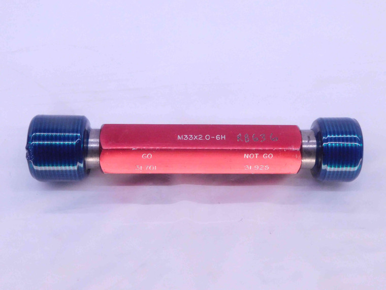 M33 X 2 6H METRIC THREAD PLUG GAGE 33 2.0 GO NO GO P.D.'S = 31.701 & 31.925 - DW34718LVR