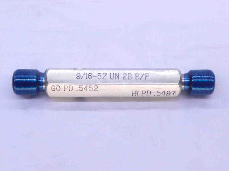 9/16 32 UN 2B BEFORE PLATE THREAD PLUG GAGE .5625 GO NO GO PD'S = .5452 & .5497 - DW34747BD5