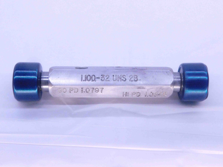 1.100 32 UNS 2B THREAD PLUG GAGE 1.1 .10 .100 GO NO GO P.D.'S = 1.0797 & 1.0846 - DW34765BD5