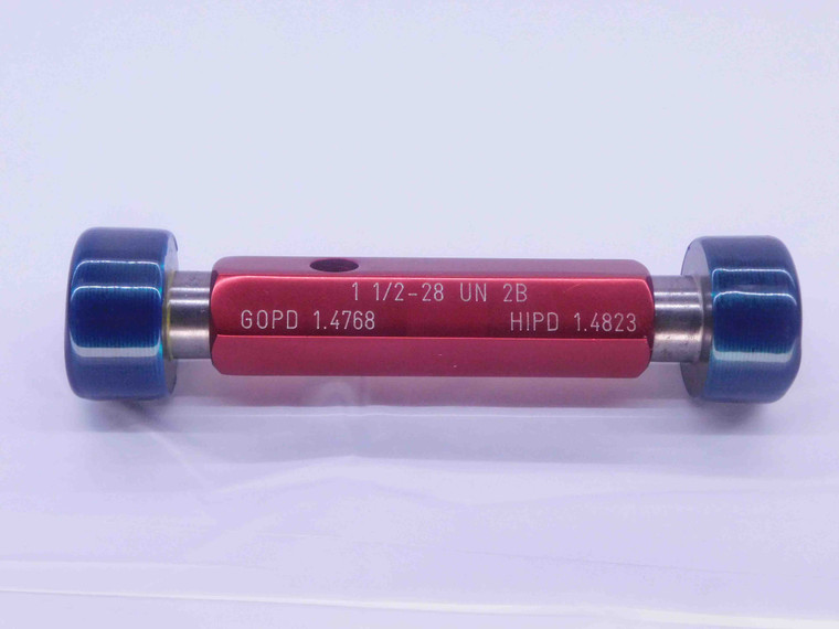 1 1/2 28 UN 2B THREAD PLUG GAGE 1.5 1.50 1.500 GO NO GO P.D.'S = 1.4768 & 1.4823 - DW34767BD5