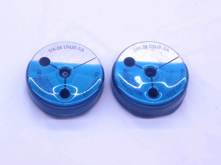 1/4 28 UNJF 3A PREPLATE THREAD RING GAGES .25 GO NO GO P.D.'S = .2244 & .2231 - DW34971AW5