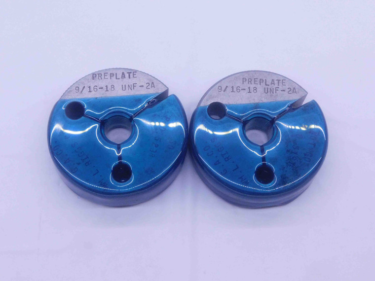 9/16 18 UNF 2A PREPLATE THREAD RING GAGES .5625 GO NO GO P.D.'S = .5238 & .5197 - DW34977AW5