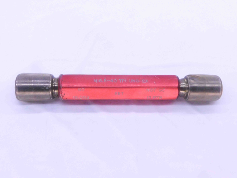 M16.5 X 40 TPI UNS 2A SET THREAD PLUG GAGE .6496 GO NO GO PD'S = 16.063 & 15.979 - DW34985AW5