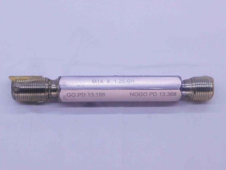 M14 X 1.25 6H METRIC THREAD PLUG GAGE 14 GO NO GO P.D.'S = 13.188 & 13.368 CHECK - DW34987AW5
